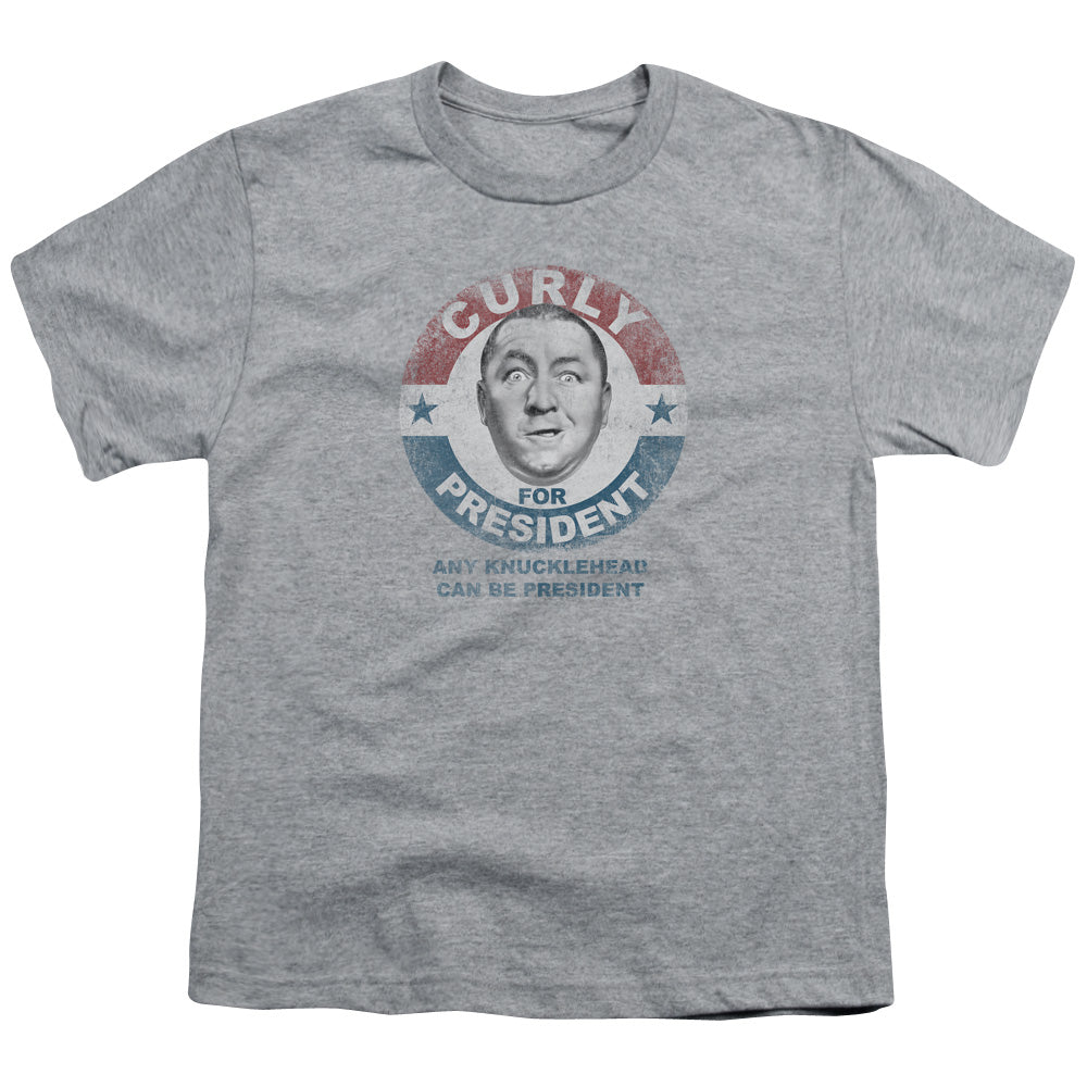 THREE STOOGES/CURLY FOR PRESIDENT - S/S YOUTH 18/1 - ATHLETIC HEATHER