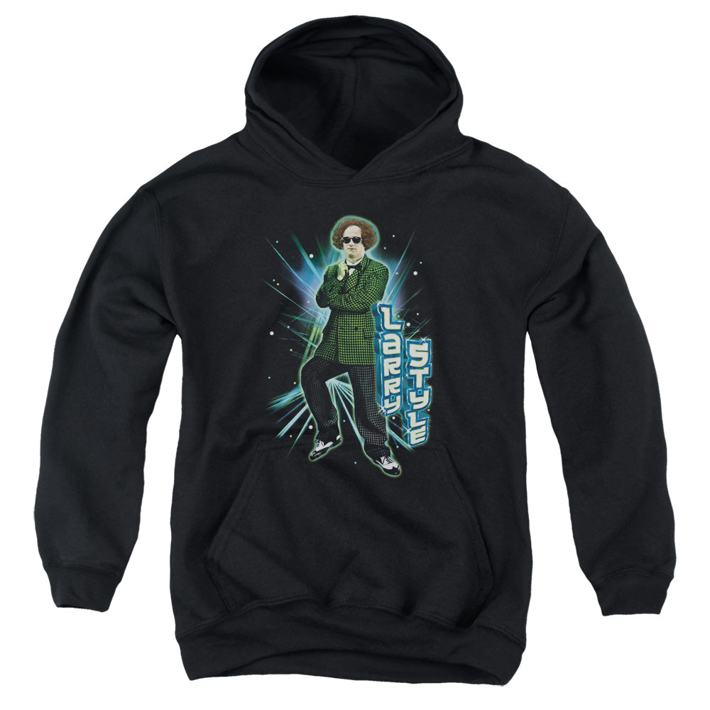 THREE STOOGES/LARRY STYLE - YOUTH PULLOVER HOODIE - BLACK