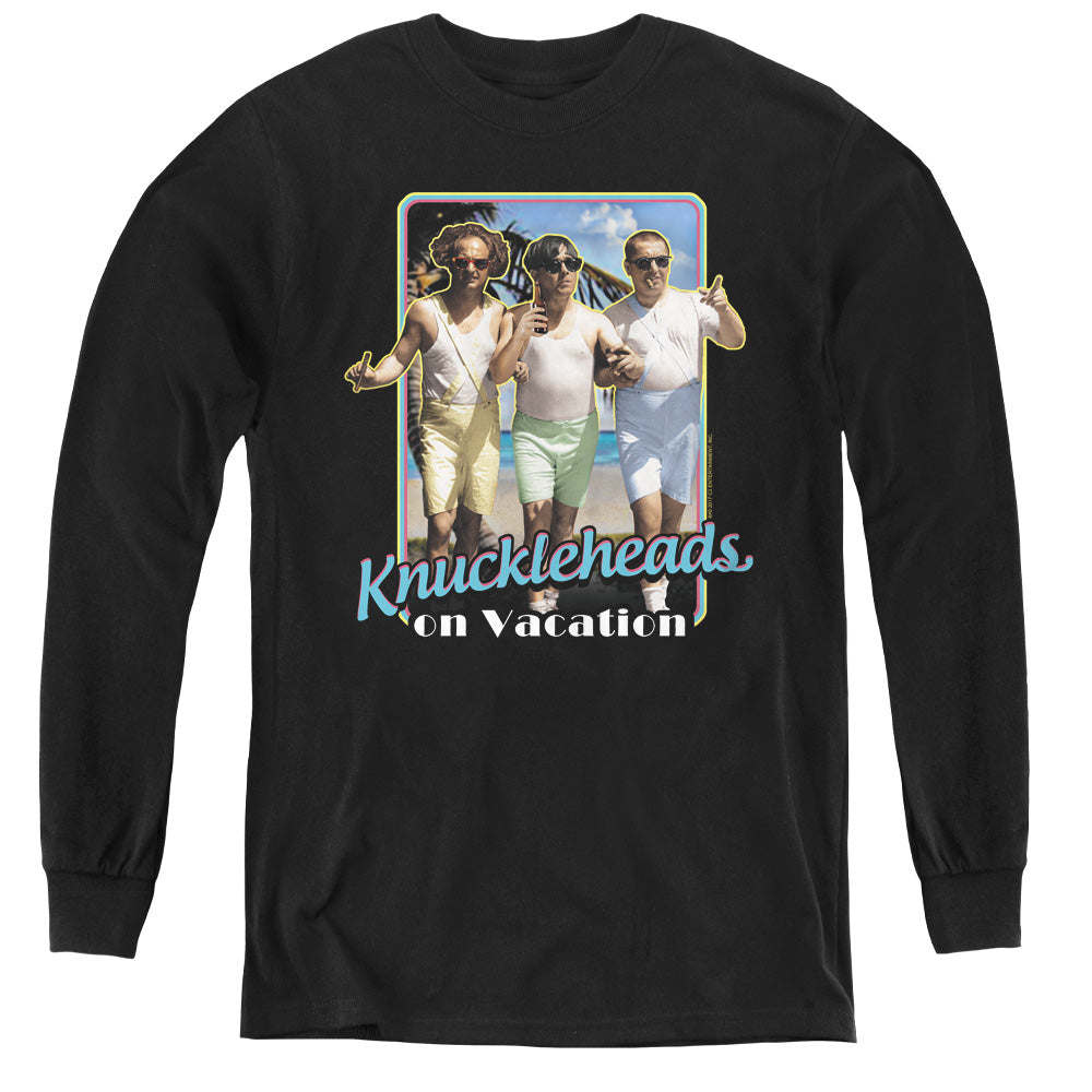 THREE STOOGES/KNUCKLESHEADS ON VACATION - YOUTH LONG SLEEVE TEE - BLACK