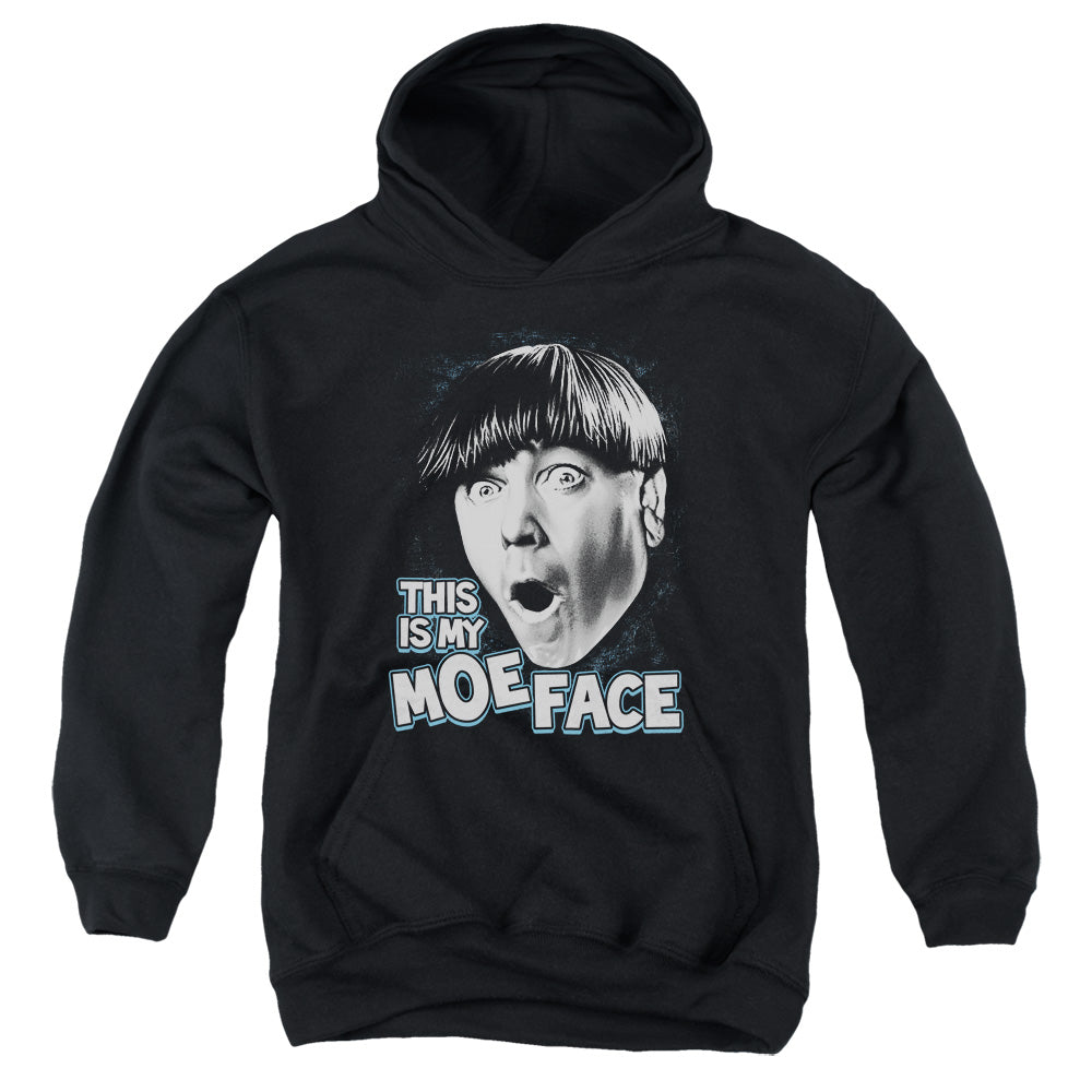 THREE STOOGES/MOE FACE - YOUTH PULLOVER HOODIE - BLACK