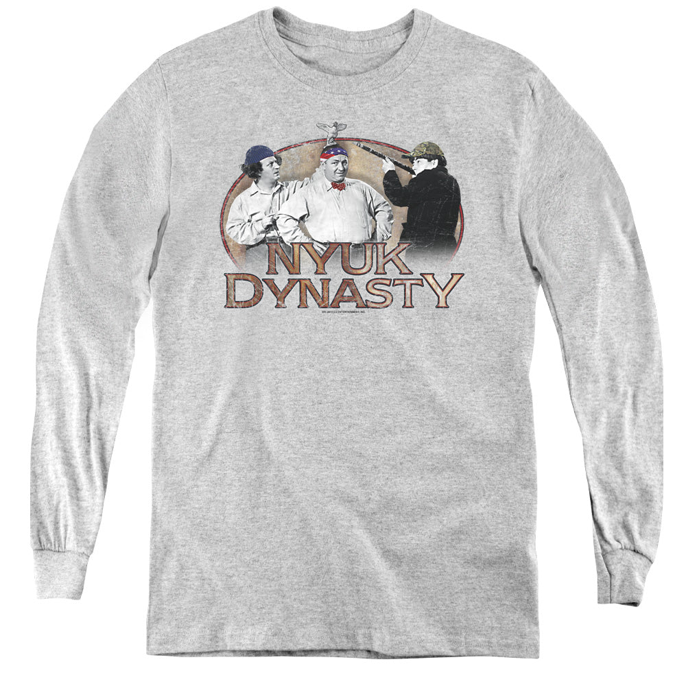 THREE STOOGES/NYUK DYNASTY - YOUTH LONG SLEEVE TEE - ATHLETIC HEATHER