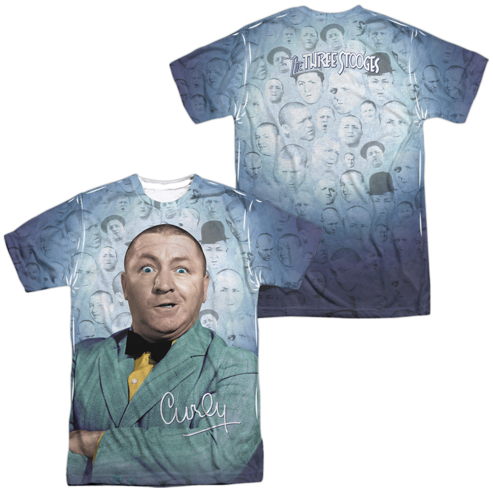 THREE STOOGES/CURLY HEADS (FRONT/BACK PRINT) -  S/S ADULT POLY CREW - MULTI
