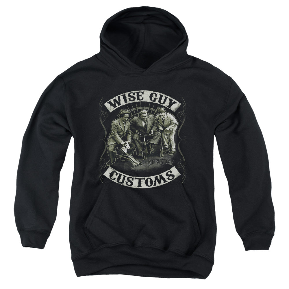 THREE STOOGES/WISE GUY CUSTOMS - YOUTH PULLOVER HOODIE - BLACK