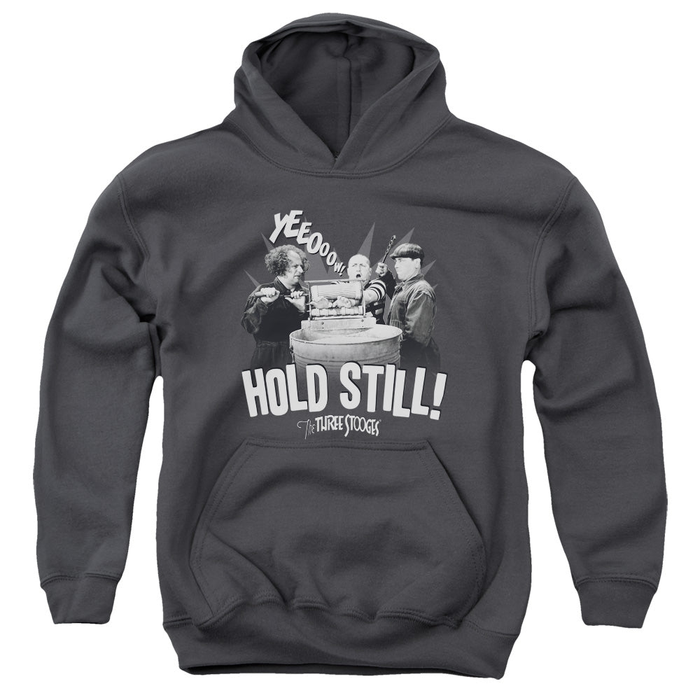 THREE STOOGES/HOLD STILL - YOUTH PULLOVER HOODIE - CHARCOAL