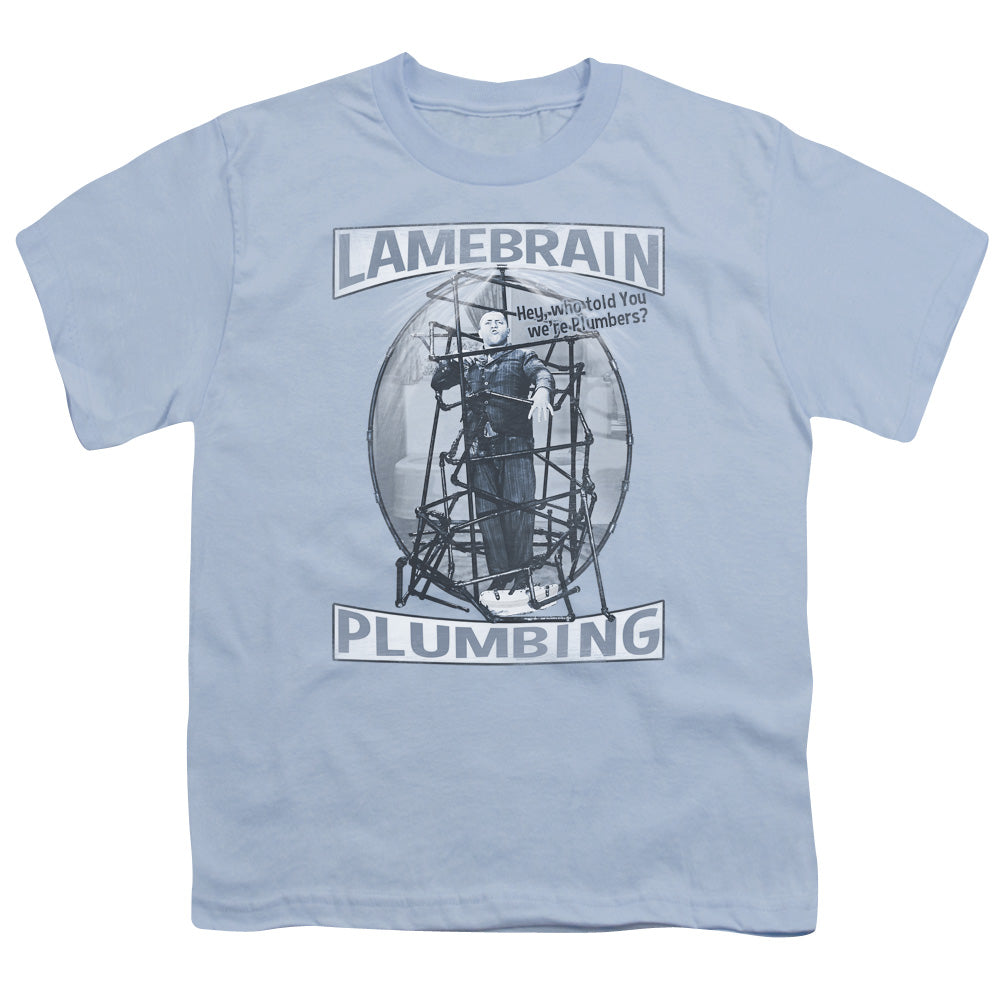 THREE STOOGES/LAMEBRAIN PLUMBING - S/S YOUTH 18/1 - LIGHT BLUE