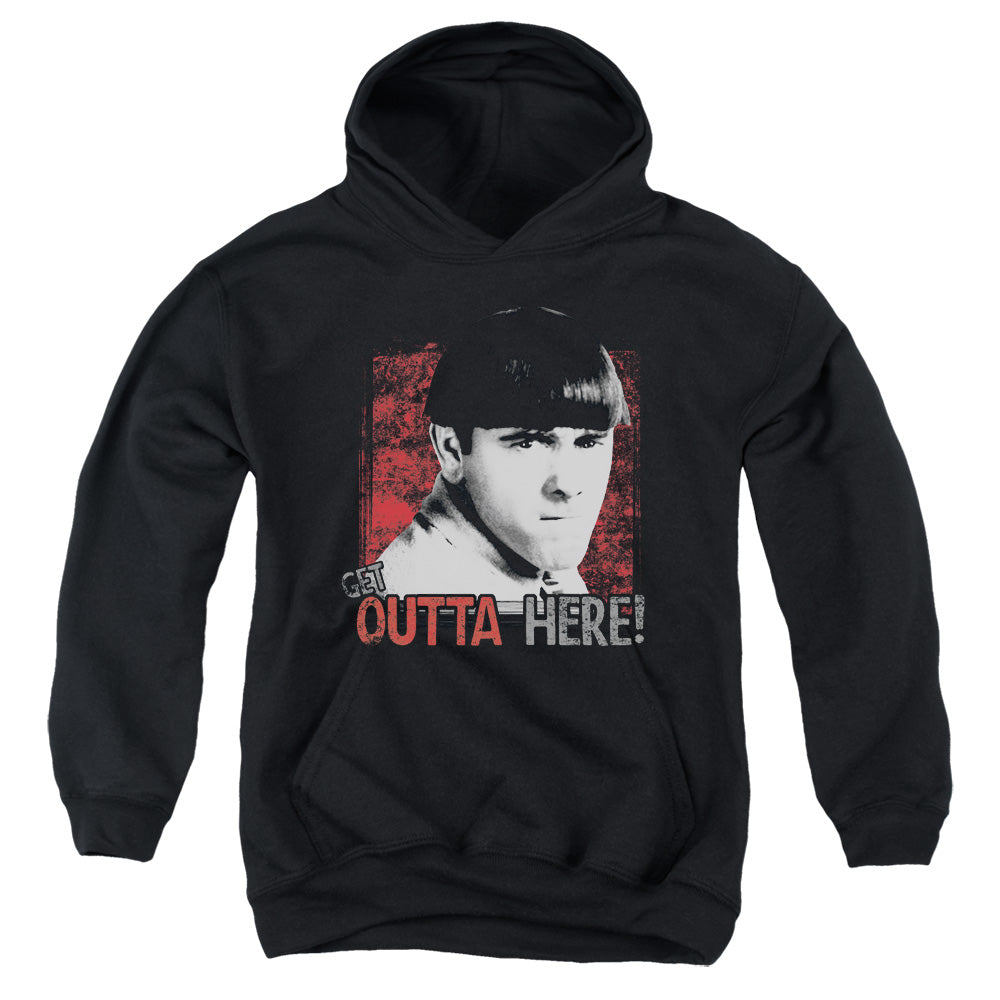 THREE STOOGES/GET OUTTA HERE - YOUTH PULLOVER HOODIE - BLACK