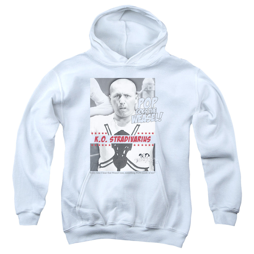 THREE STOOGES/WEASEL - YOUTH PULLOVER HOODIE - WHITE