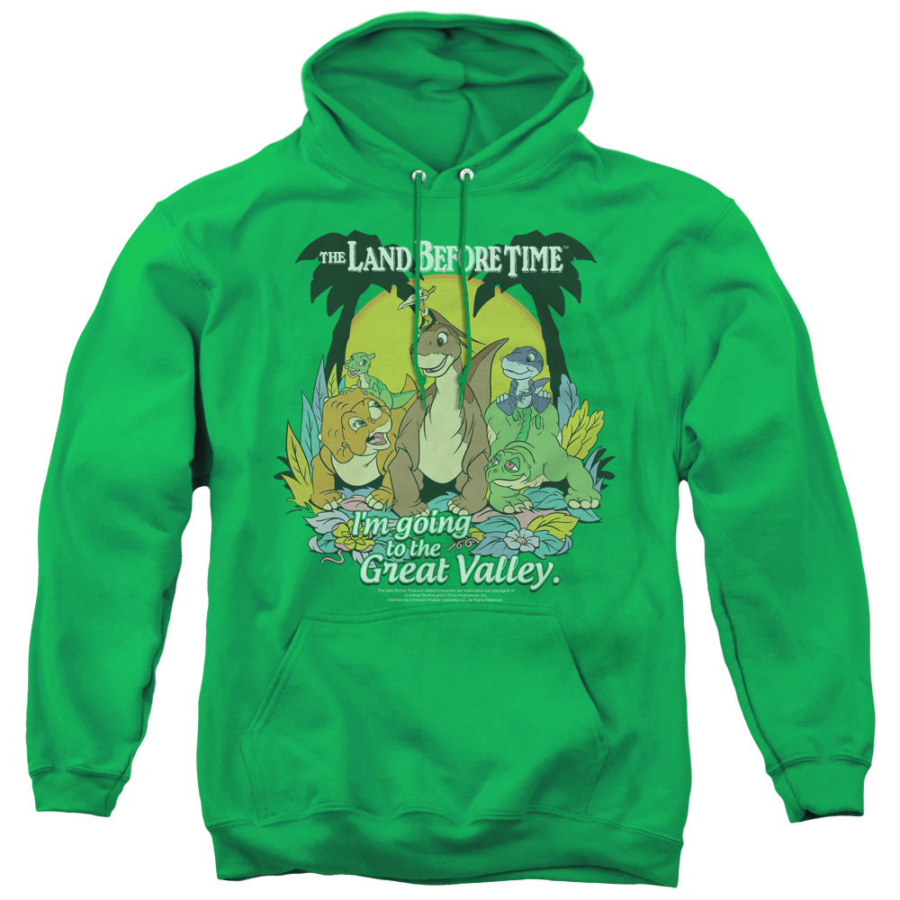 LAND BEFORE TIME/GREAT VALLEY - ADULT PULLOVER HOODIE - KELLY GREEN