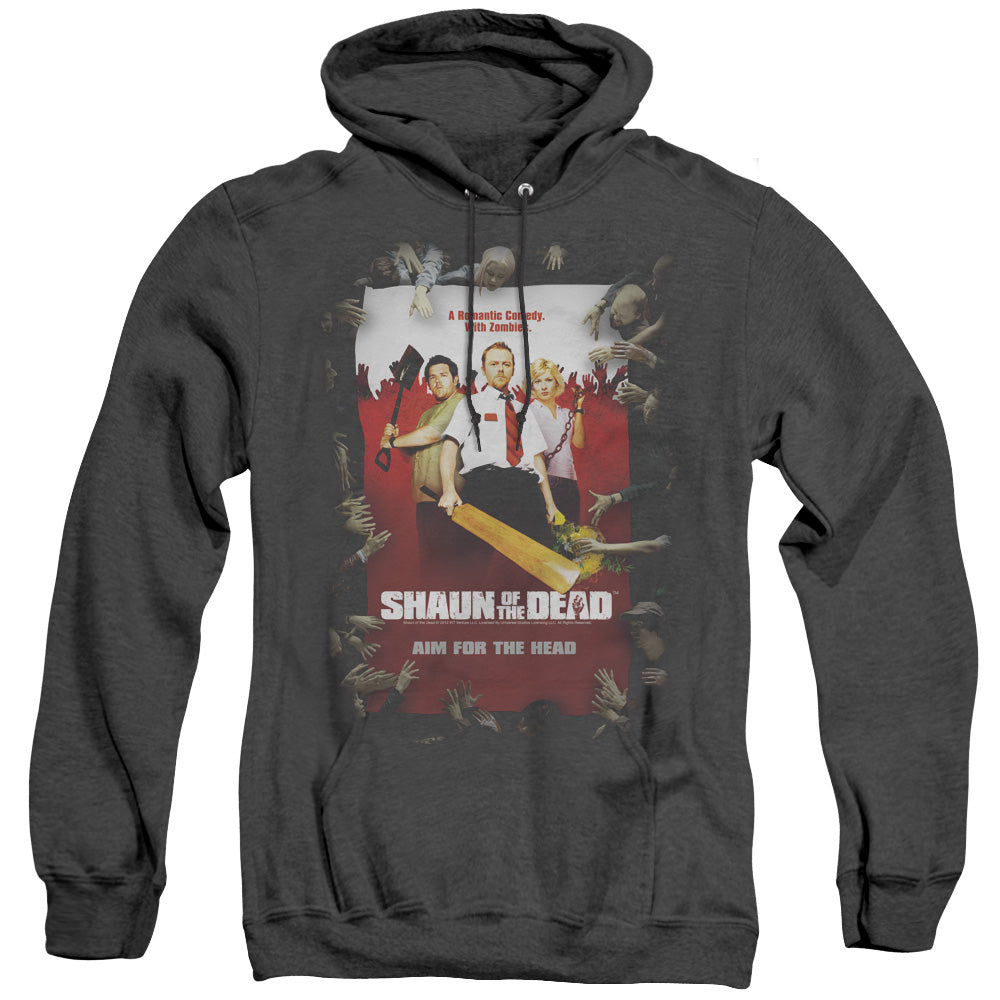 SHAUN OF THE DEAD/POSTER - ADULT HEATHER HOODIE - BLACK