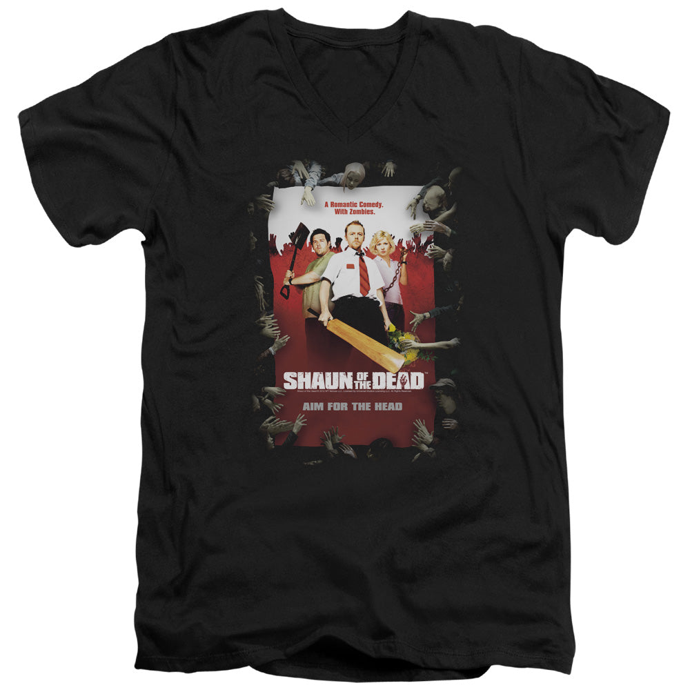 SHAUN OF THE DEAD/POSTER - S/S ADULT V-NECK 30/1 - BLACK