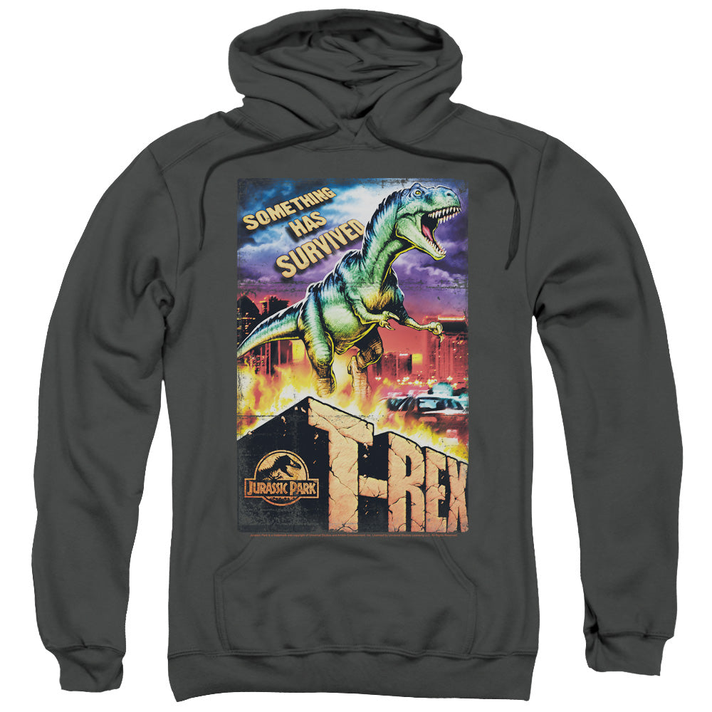 JURASSIC PARK/REX IN THE CITY - ADULT PULLOVER HOODIE - CHARCOAL