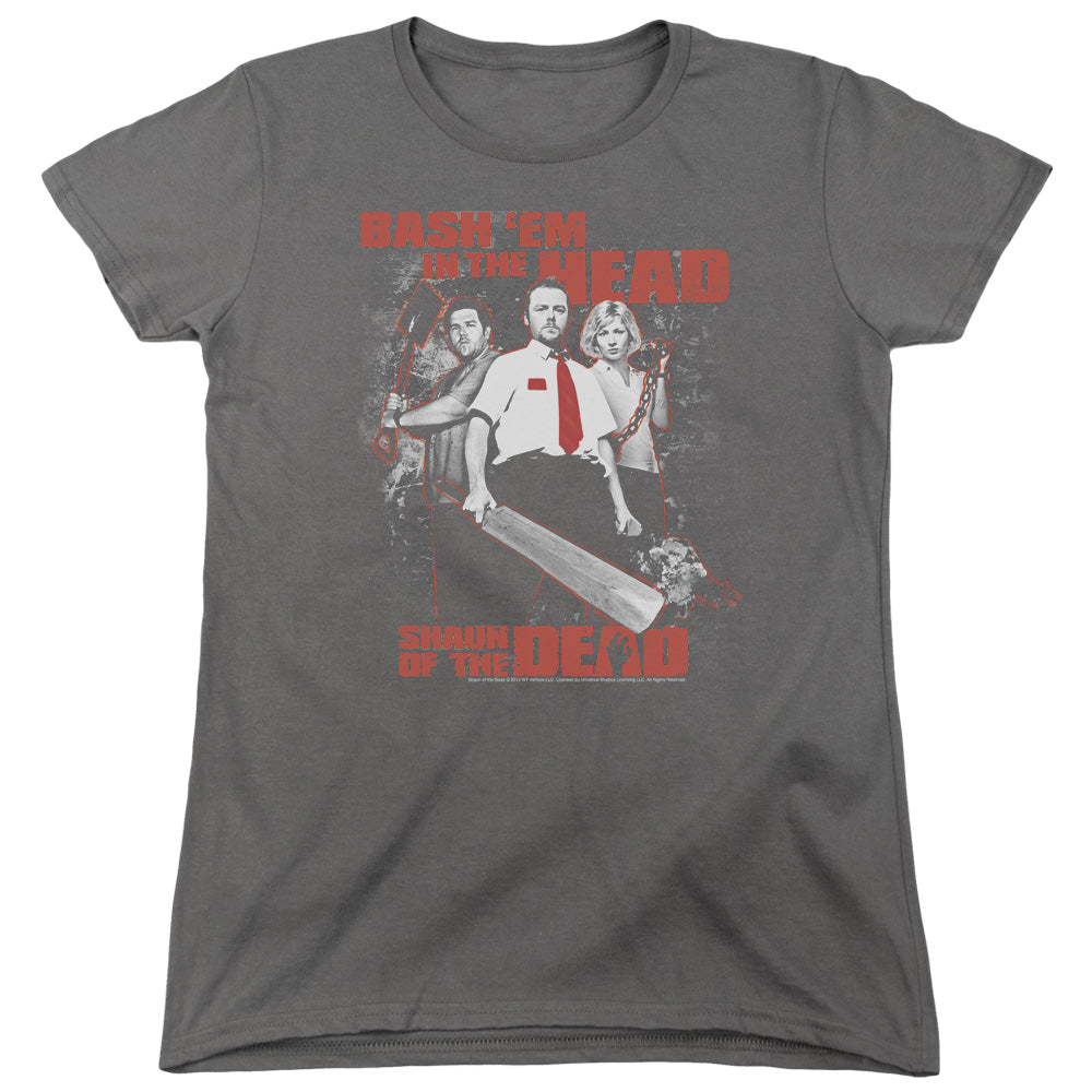SHAUN OF THE DEAD/BASH EM - S/S WOMENS TEE - CHARCOAL