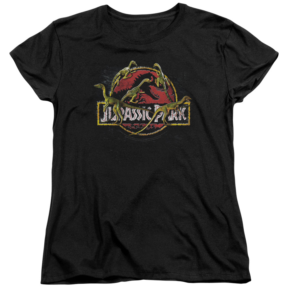 JURASSIC PARK/SOMETHING HAS SURVIVED - S/S WOMENS TEE - BLACK