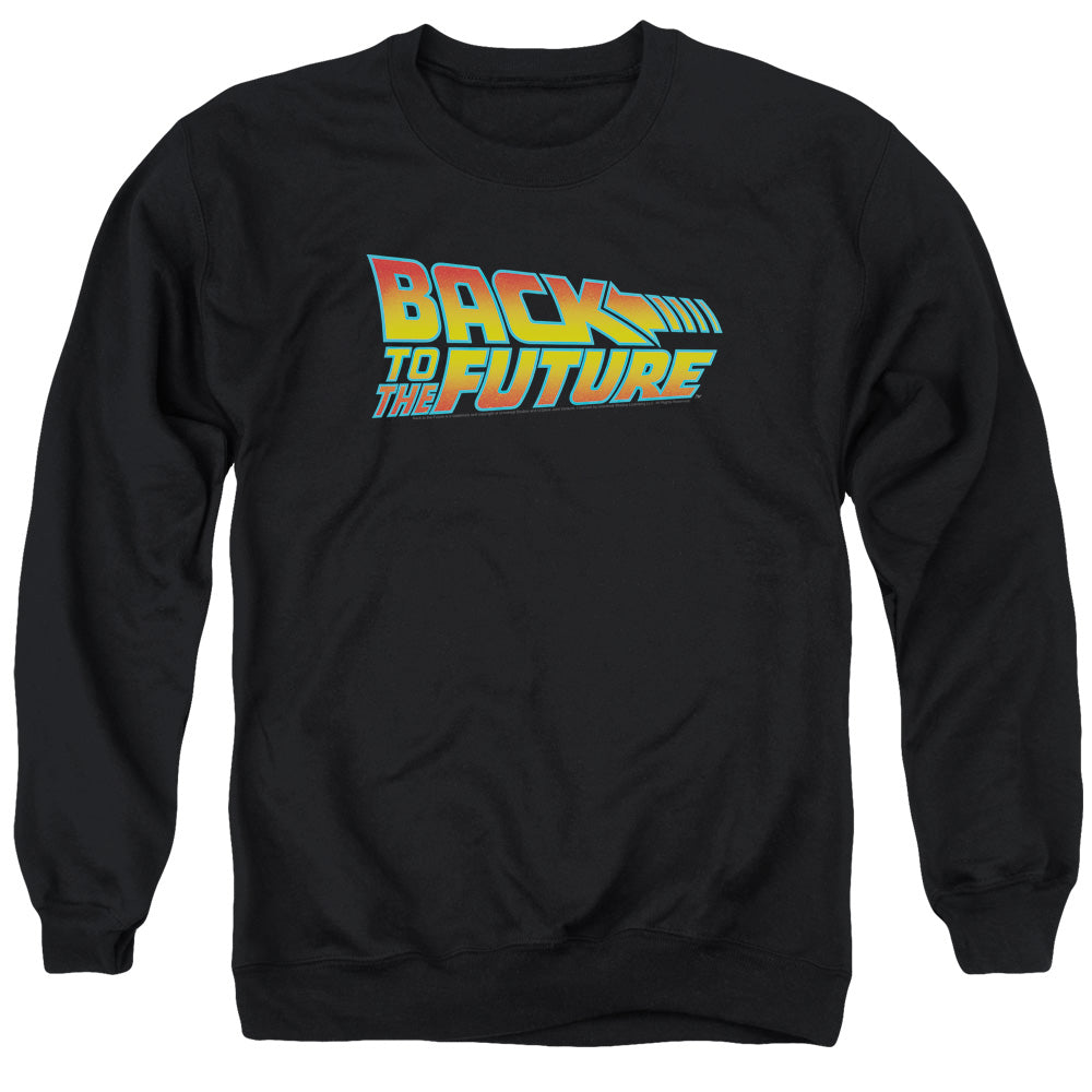BACK TO THE FUTURE/LOGO - ADULT CREWNECK SWEATSHIRT - BLACK