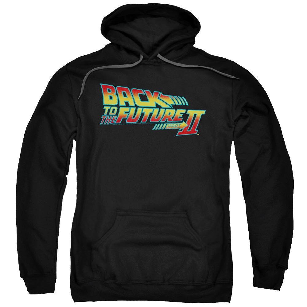 BACK TO THE FUTURE II/LOGO - ADULT PULLOVER HOODIE - BLACK