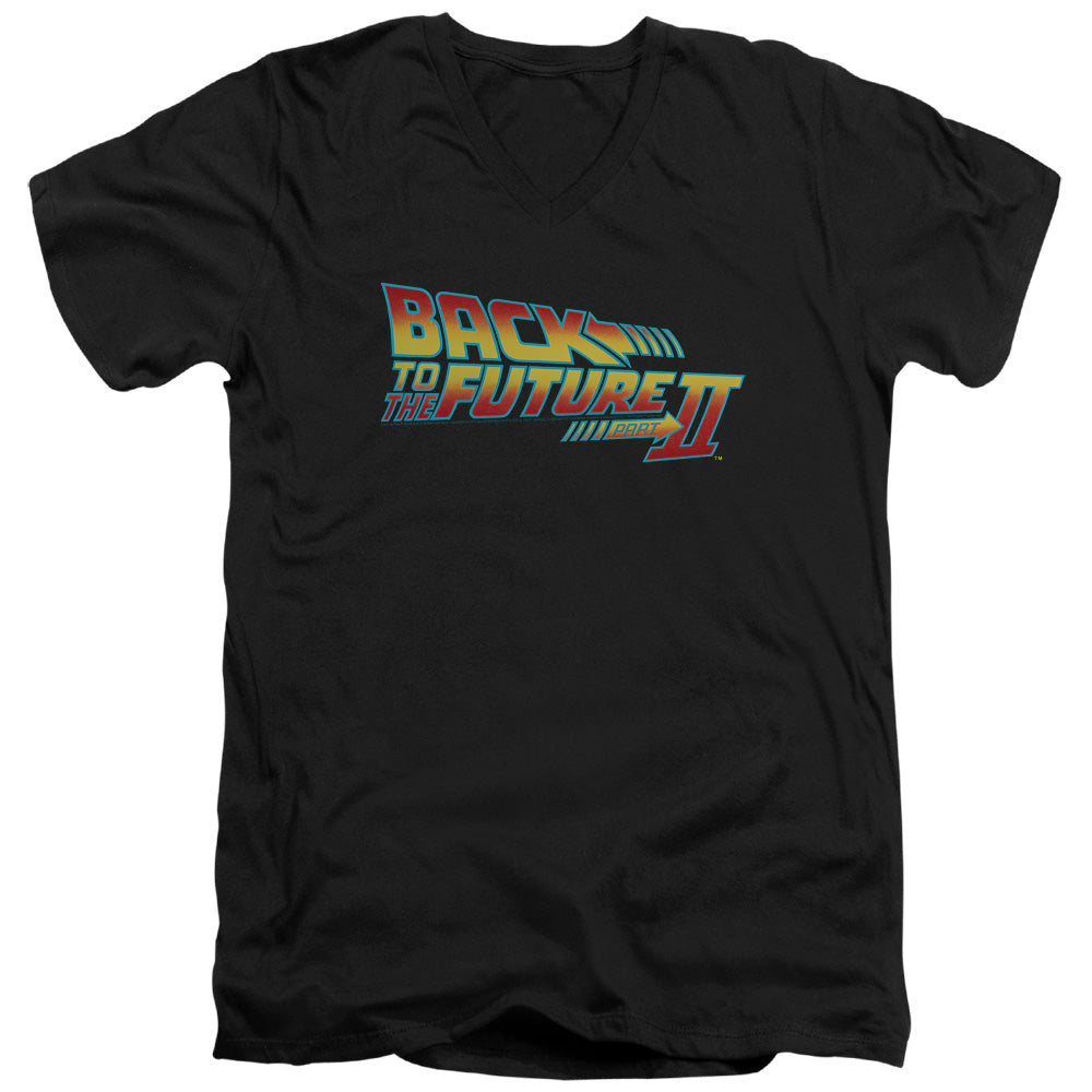 BACK TO THE FUTURE II/LOGO - S/S ADULT V-NECK 30/1 - BLACK