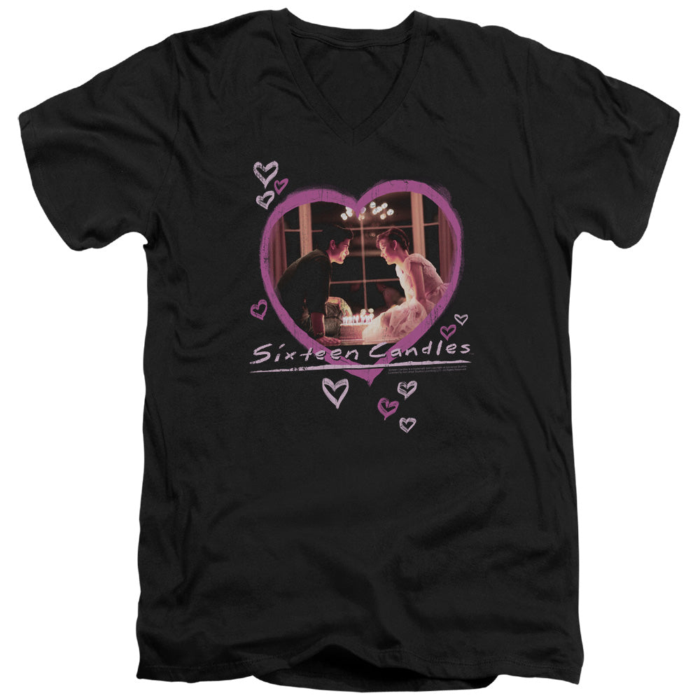 SIXTEEN CANDLES/CANDLES - S/S ADULT V-NECK 30/1 - BLACK