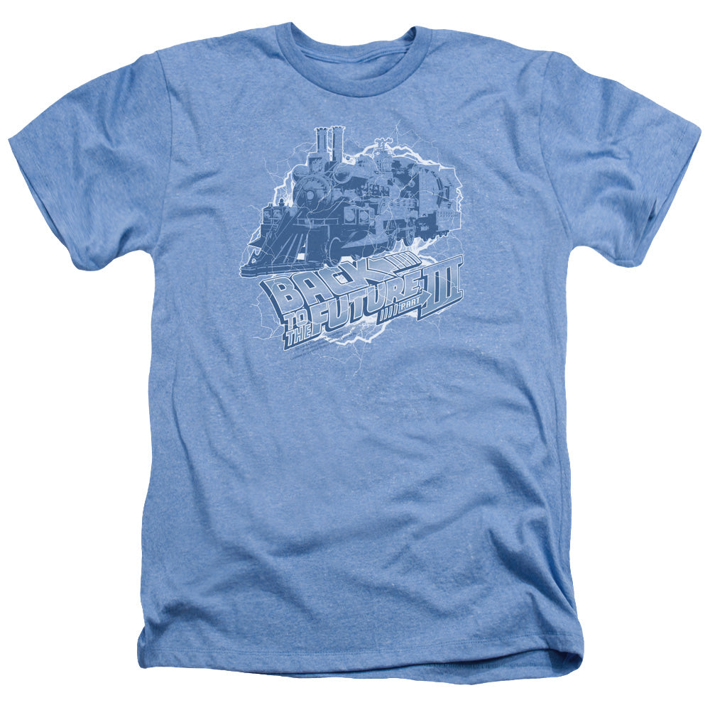 BACK TO THE FUTURE III/TIME TRAIN - ADULT HEATHER - LIGHT BLUE
