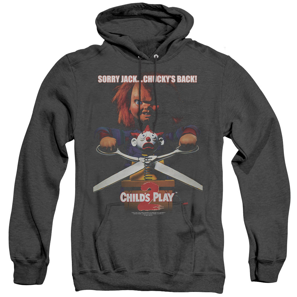 CHILDS PLAY 2/CHUCKYS BACK - ADULT HEATHER HOODIE - BLACK