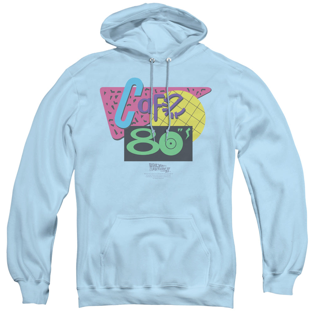 BACK TO THE FUTURE II/CAFE 80S - ADULT PULLOVER HOODIE - LIGHT BLUE