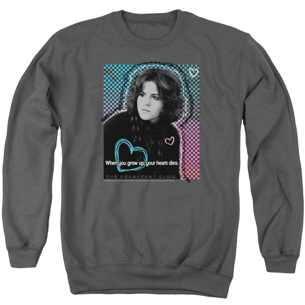 BREAKFAST CLUB/HEART DIES - ADULT CREWNECK SWEATSHIRT - CHARCOAL