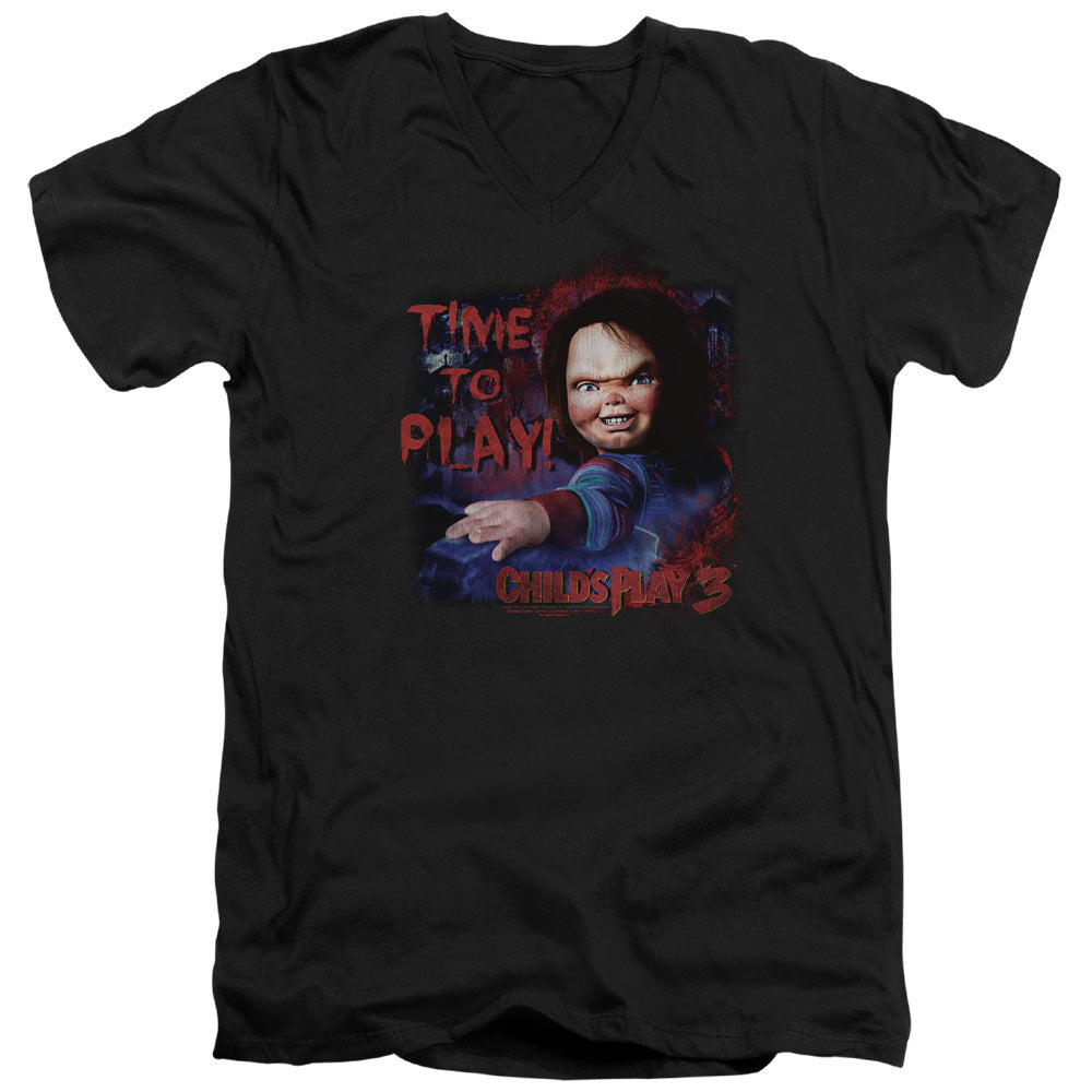 CHILDS PLAY 3/TIME TO PLAY - S/S ADULT V-NECK 30/1 - BLACK