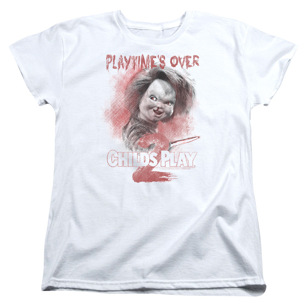 CHILDS PLAY 2/PLAYTIMES OVER - S/S WOMENS TEE - WHITE