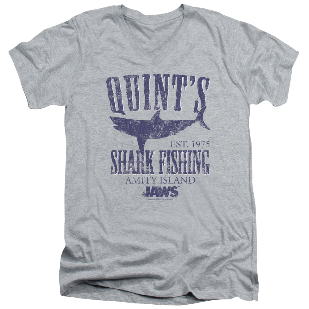 JAWS/QUINTS - S/S ADULT V-NECK 30/1 - ATHLETIC HEATHER