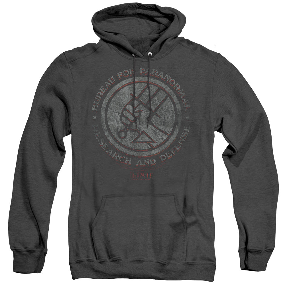 HELLBOY II/BPRD STONE - ADULT HEATHER HOODIE - BLACK