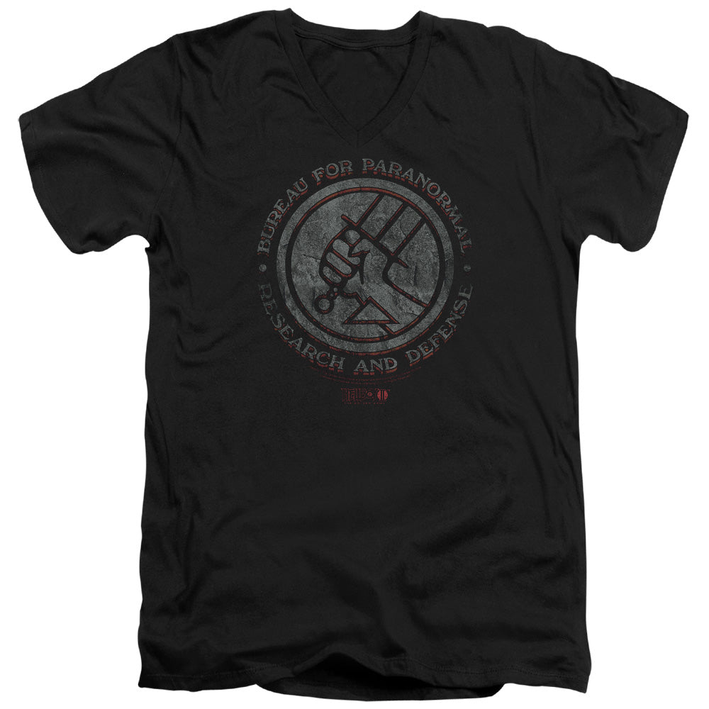HELLBOY II/BPRD STONE - S/S ADULT V-NECK 30/1 - BLACK