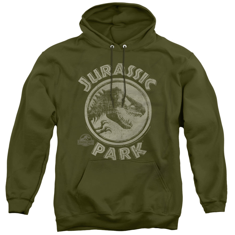 JURASSIC PARK/JP STAMP - ADULT PULLOVER HOODIE - MILITARY GREEN