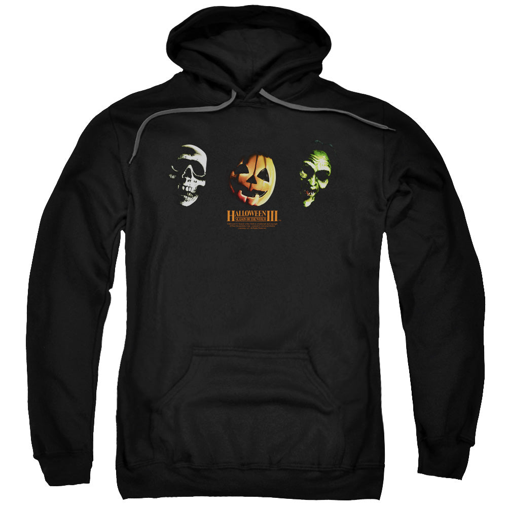 HALLOWEEN III/THREE MASKS - ADULT PULLOVER HOODIE - BLACK