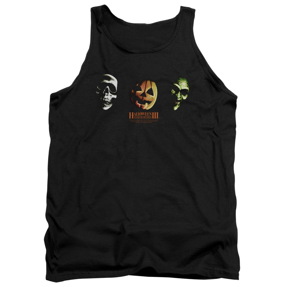 HALLOWEEN III/THREE MASKS - ADULT TANK - BLACK