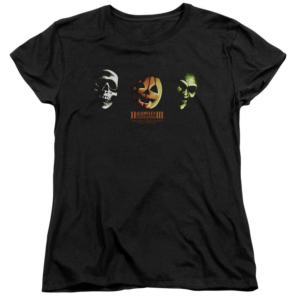 HALLOWEEN III/THREE MASKS - S/S WOMENS TEE - BLACK