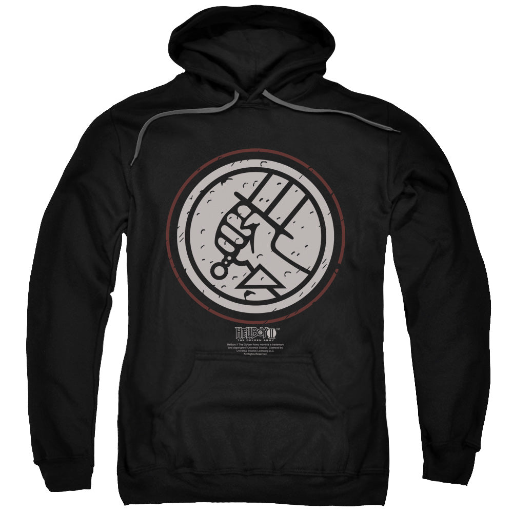 HELLBOY II/MIGNOLA STYLE LOGO - ADULT PULLOVER HOODIE - BLACK