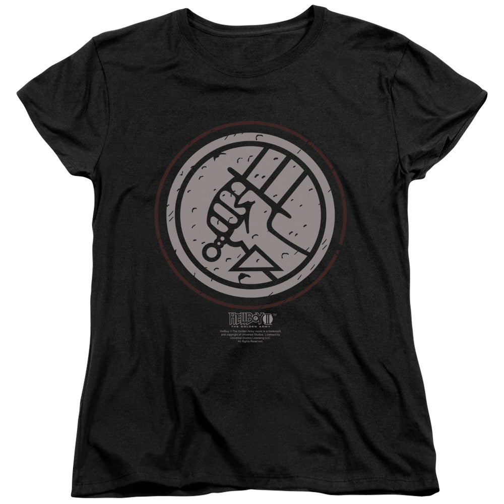 HELLBOY II/MIGNOLA STYLE LOGO - S/S WOMENS TEE - BLACK