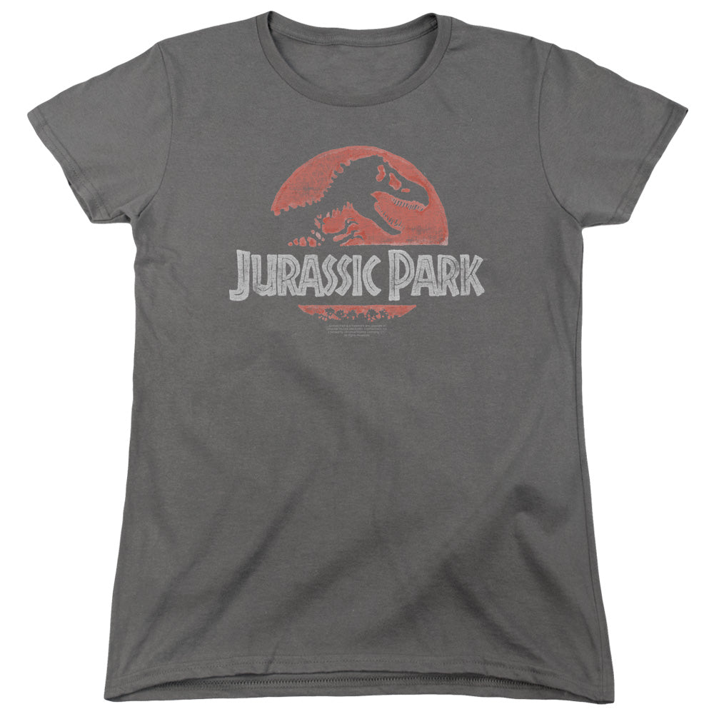 JURASSIC PARK/FADED LOGO - S/S WOMENS TEE - CHARCOAL