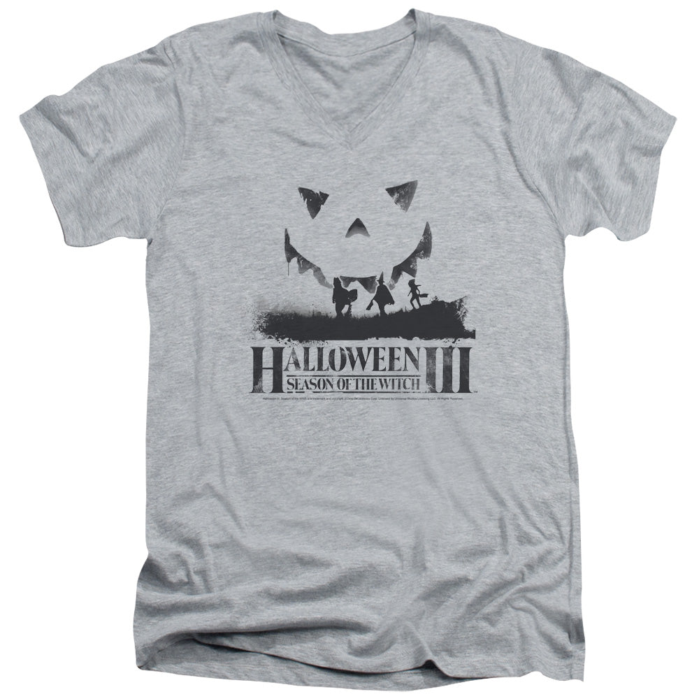 HALLOWEEN III/SILHOUETTE - S/S ADULT V-NECK 30/1 - ATHLETIC HEATHER