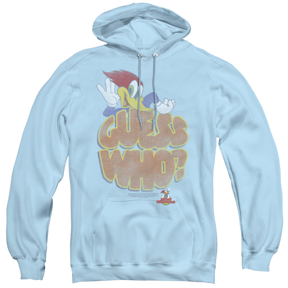 WOODY WOODPECKER/GUESS WHO - ADULT PULLOVER HOODIE - LIGHT BLUE