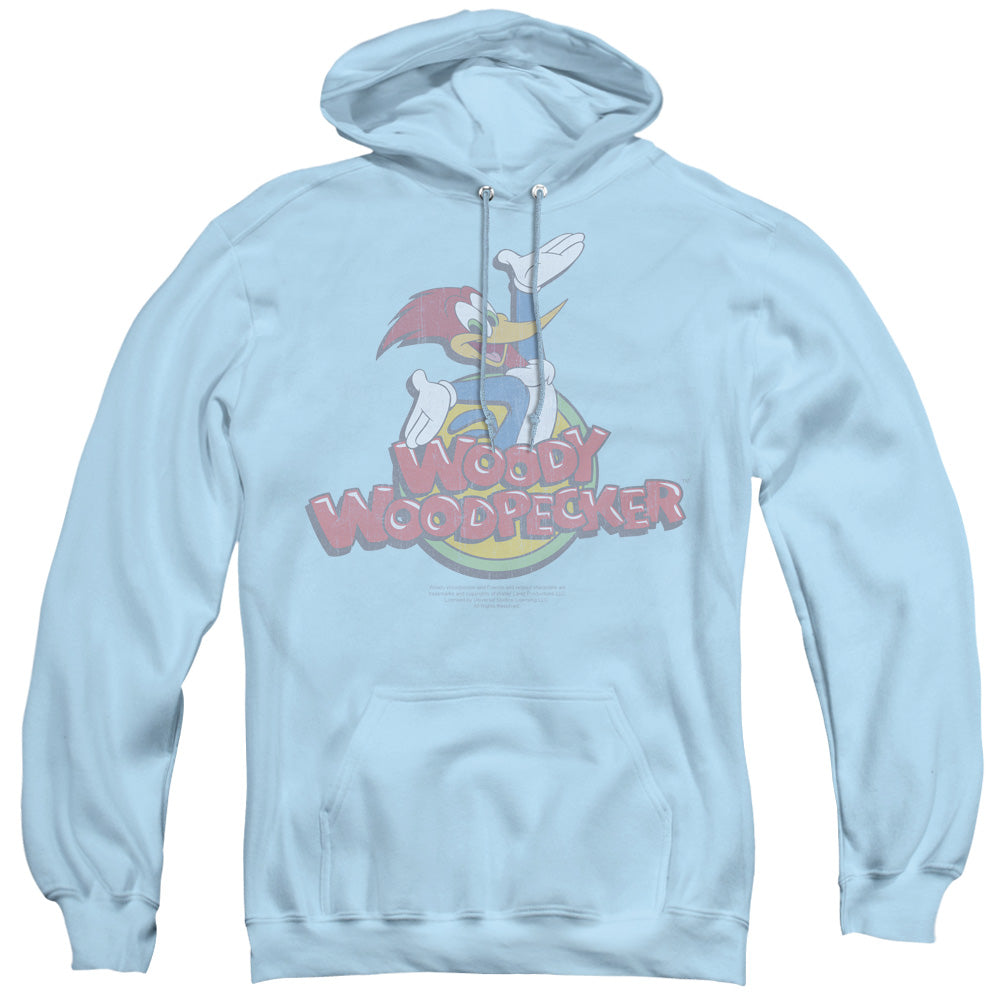 WOODY WOODPECKER/RETRO FADE - ADULT PULLOVER HOODIE - LIGHT BLUE