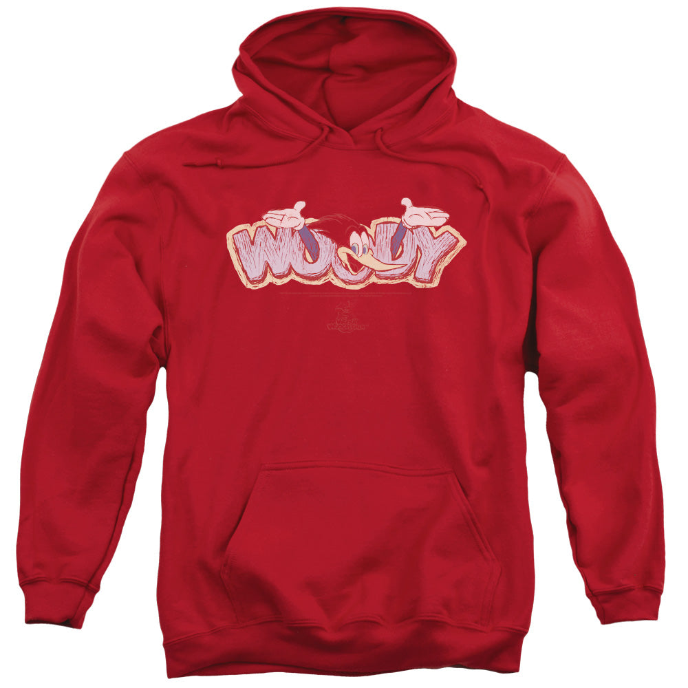 WOODY WOODPECKER/SKETCHY BIRD - ADULT PULLOVER HOODIE - RED