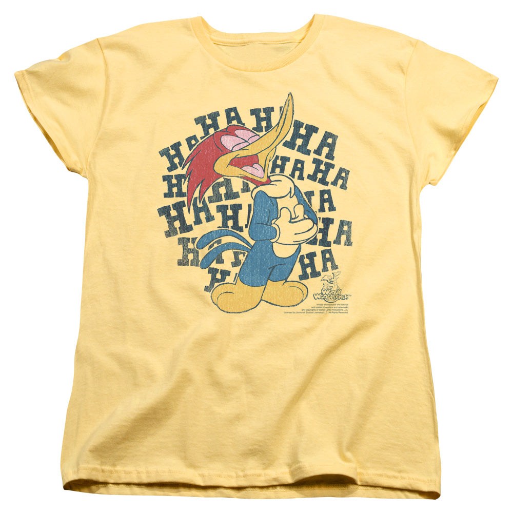 WOODY WOODPECKER/LAUGH IT UP - S/S WOMENS TEE - BANANA