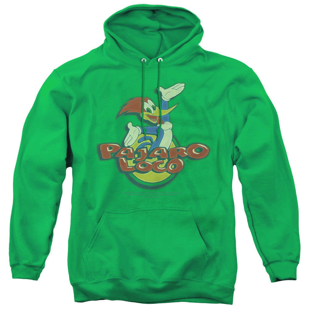 WOODY WOODPECKER/LOCO - ADULT PULLOVER HOODIE - KELLY GREEN