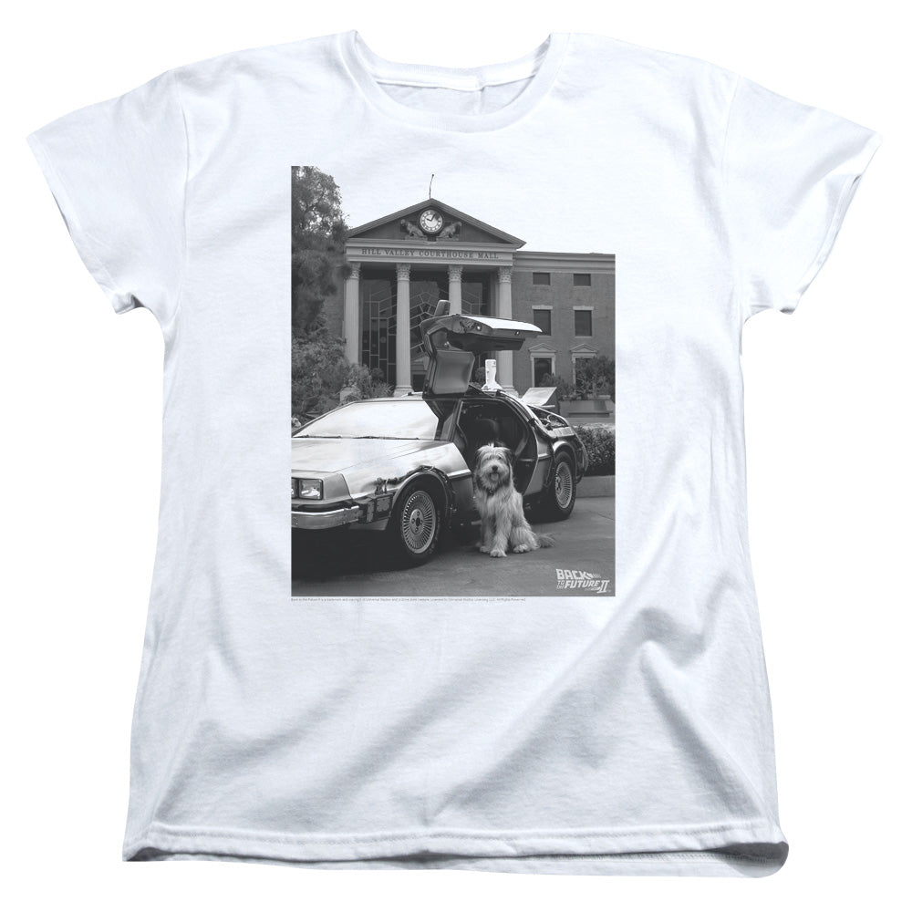BACK TO THE FUTURE II/EINSTEIN - S/S WOMENS TEE - WHITE