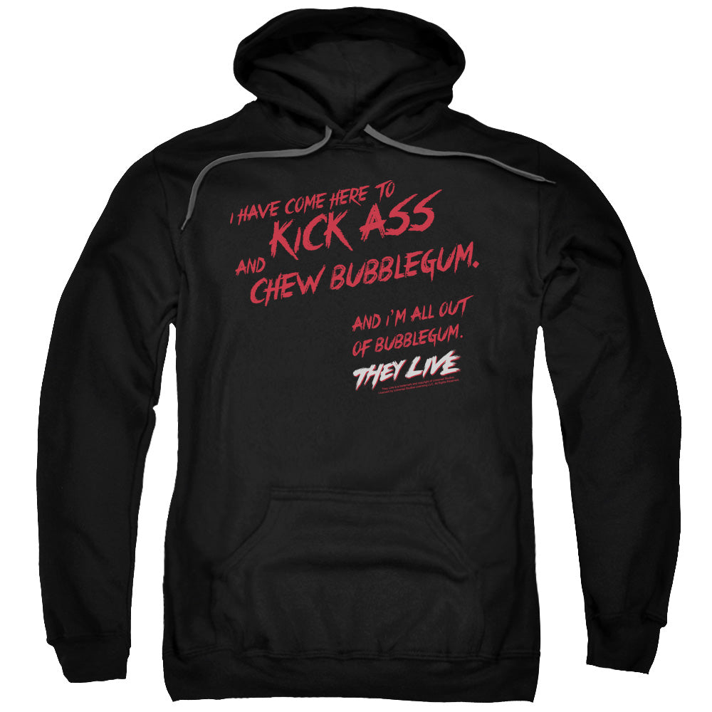 THEY LIVE/CHEW BUBBLEGUM - ADULT PULLOVER HOODIE - BLACK