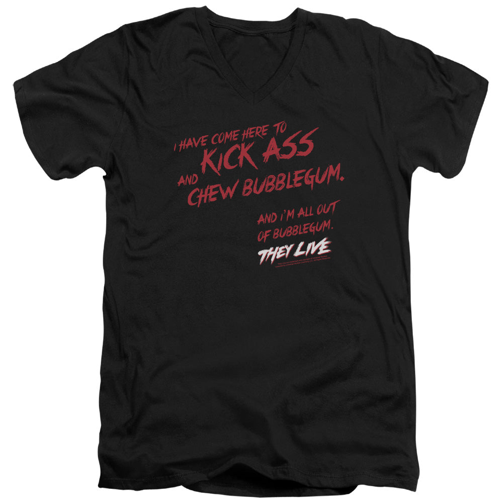THEY LIVE/CHEW BUBBLEGUM - S/S ADULT V-NECK 30/1 - BLACK
