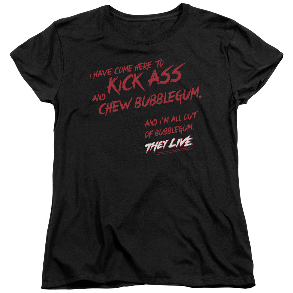 THEY LIVE/CHEW BUBBLEGUM - S/S WOMENS TEE - BLACK