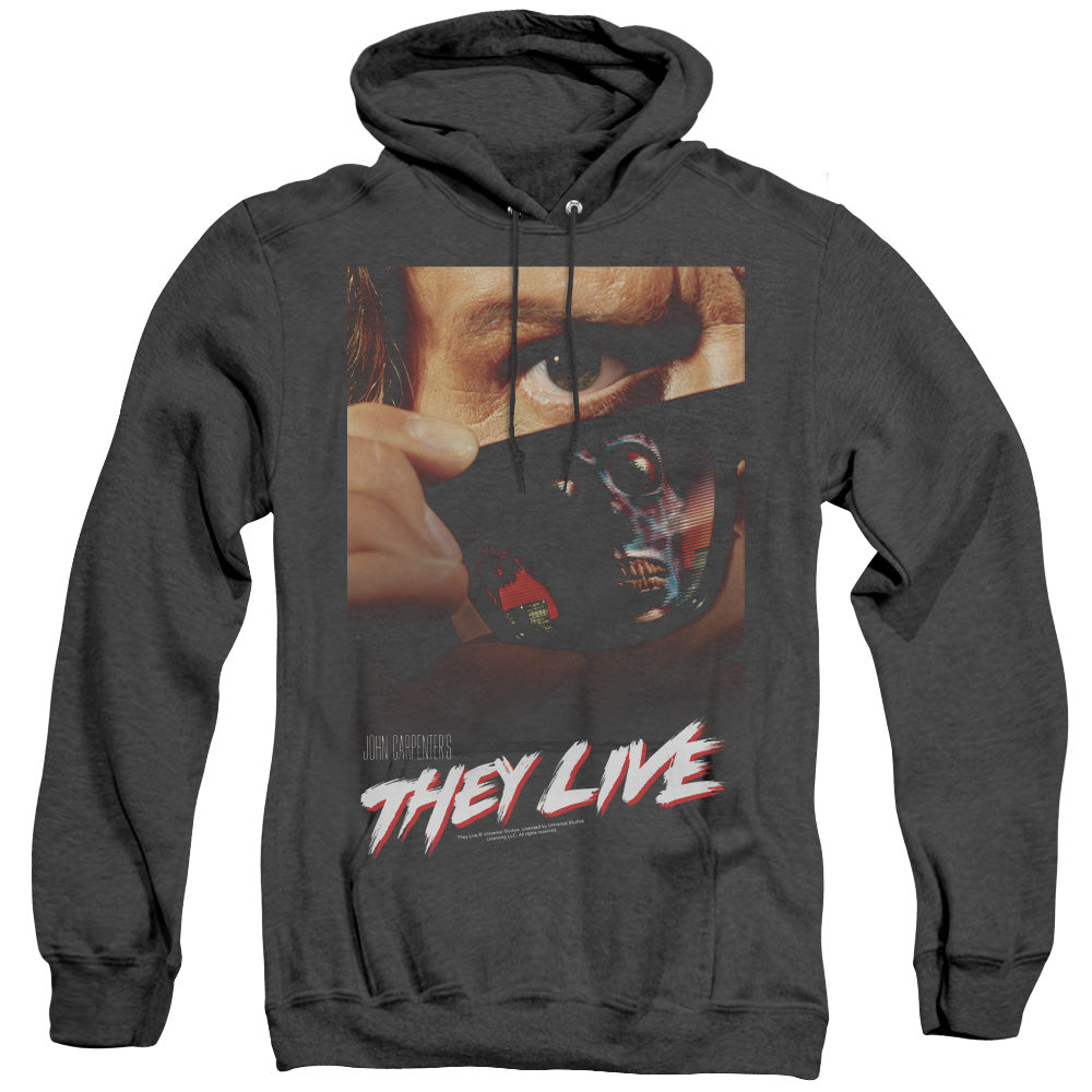 THEY LIVE/POSTER - ADULT HEATHER HOODIE - BLACK