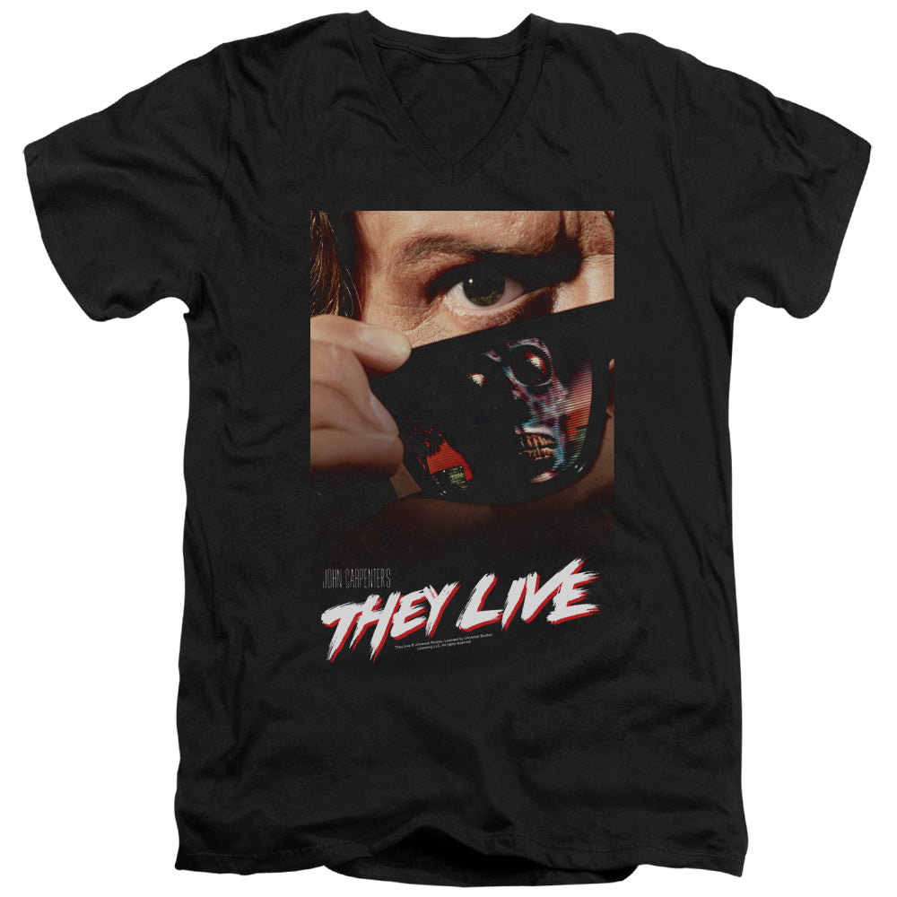 THEY LIVE/POSTER - S/S ADULT V-NECK 30/1 - BLACK