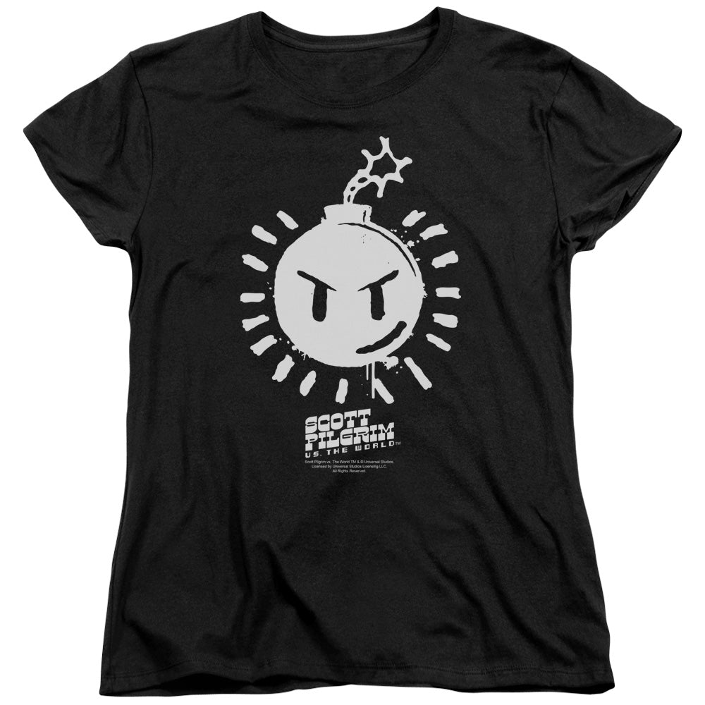 SCOTT PILGRIM/SEX BOB OMB LOGO - S/S WOMENS TEE - BLACK